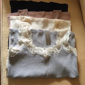 Four-Piece Bundle - JCrew Wide Lace Tank Tops